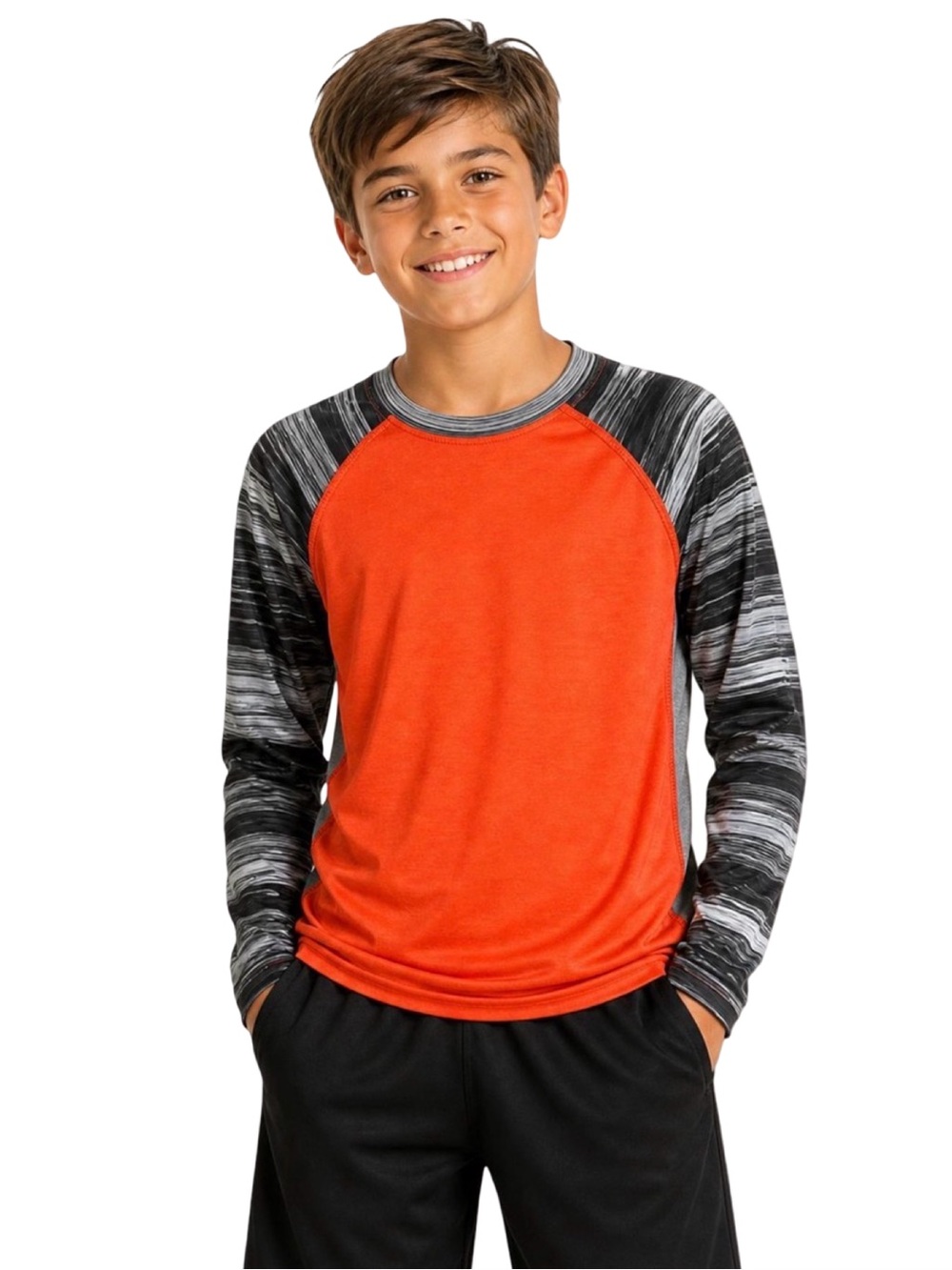 JK Tech Boys Large Long Sleeve Moisture Wicking Athletic Shirt